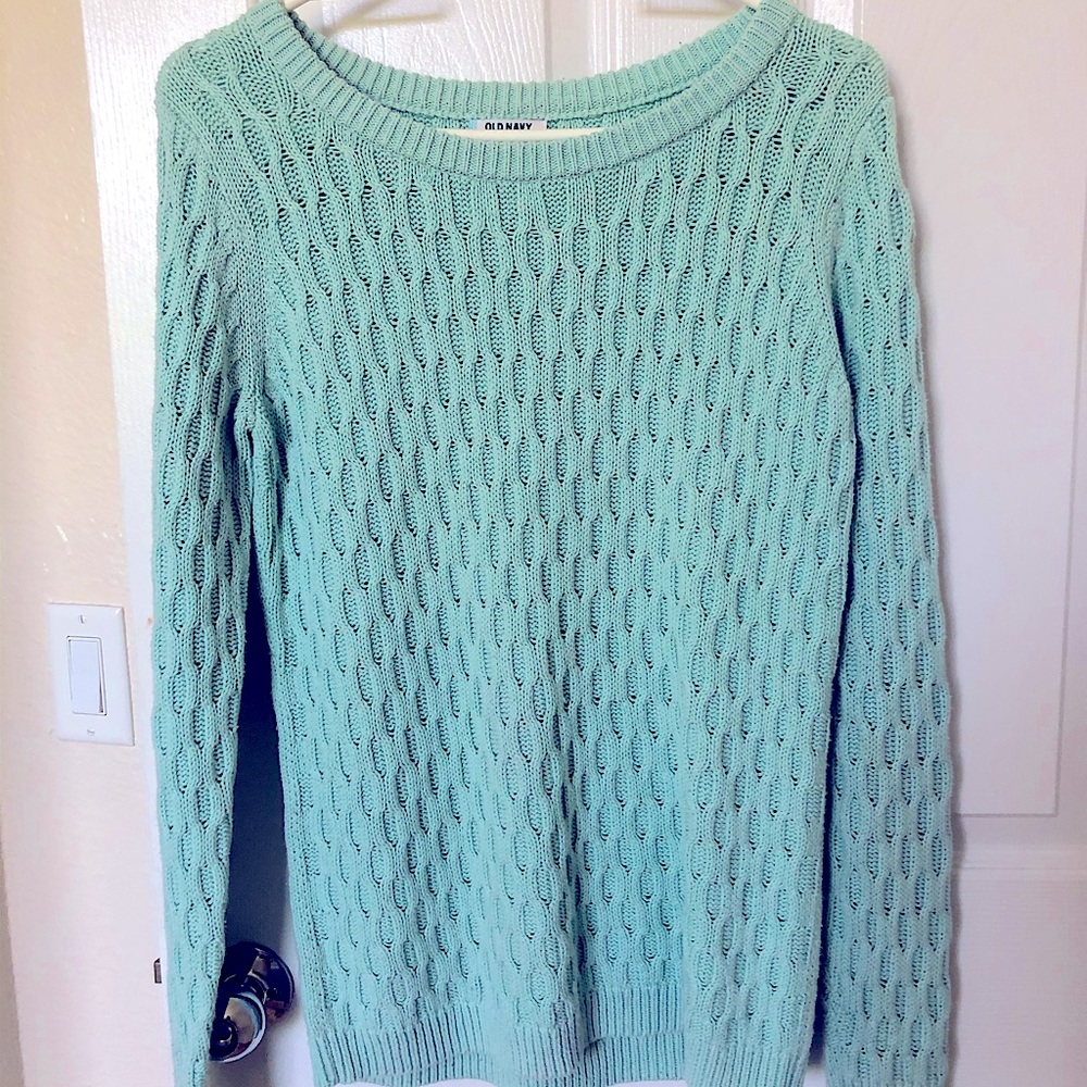 Old Navy Turquoise Cable Knit Sweater